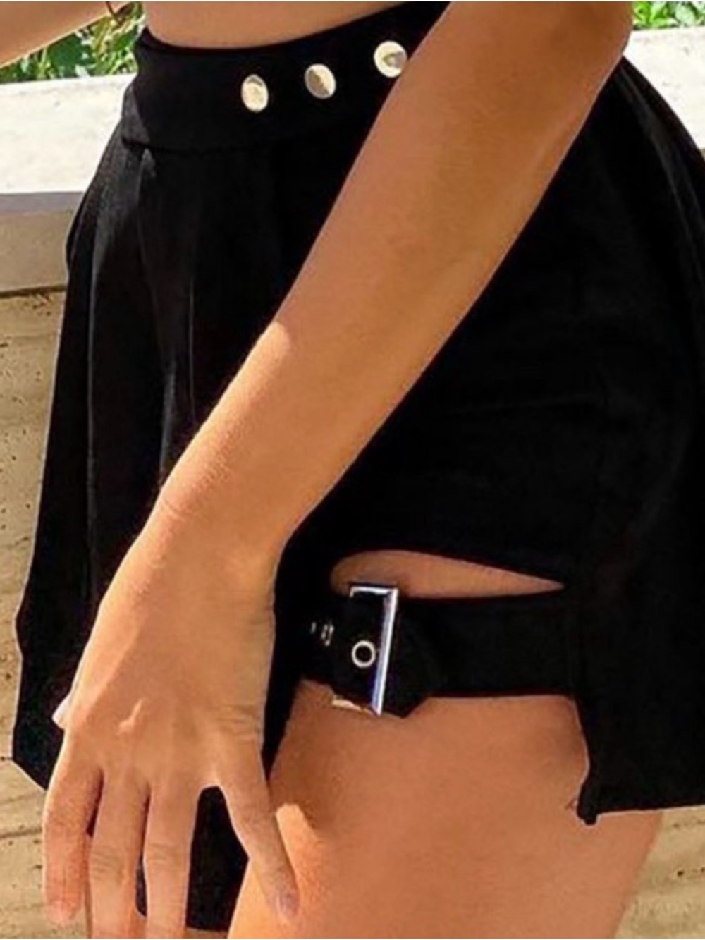 Fashion Nova Black Mini Skirt with Buckle Detail